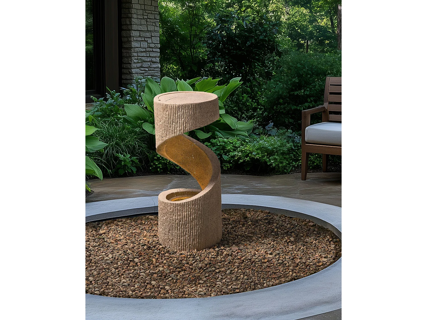 Fontana da giardino con LED beige WINX