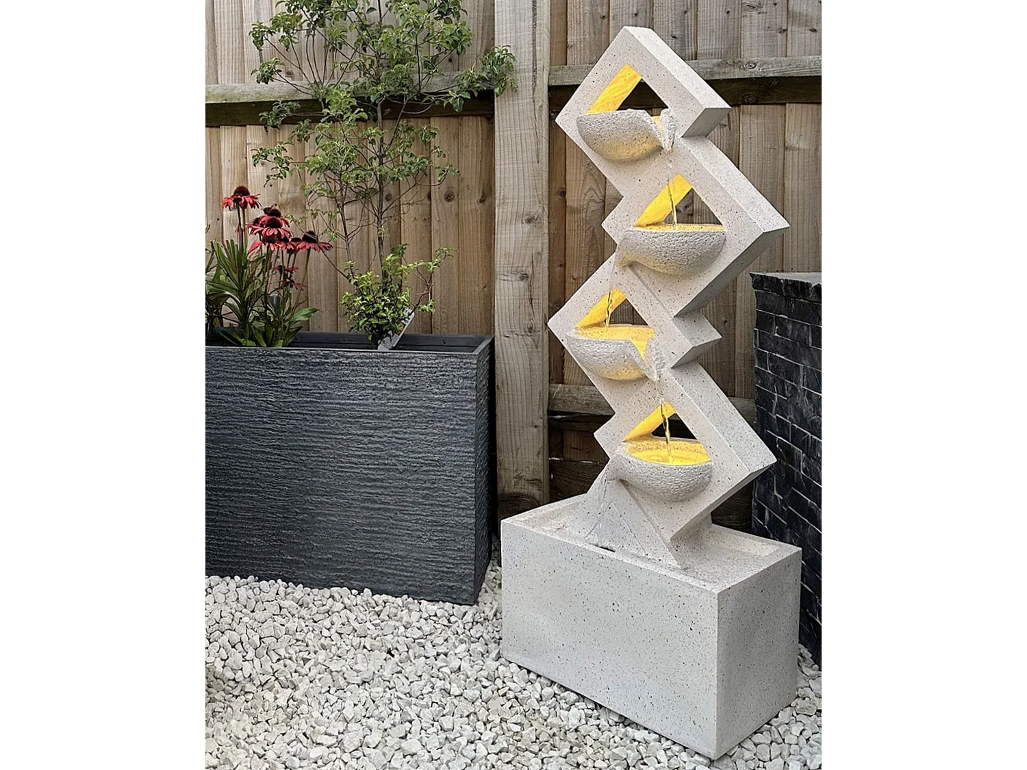 Fontaine de jardin avec LED beige SHEGAR