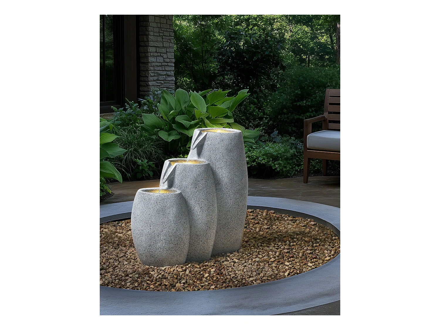 Fontana da giardino con LED grigio ARKLE