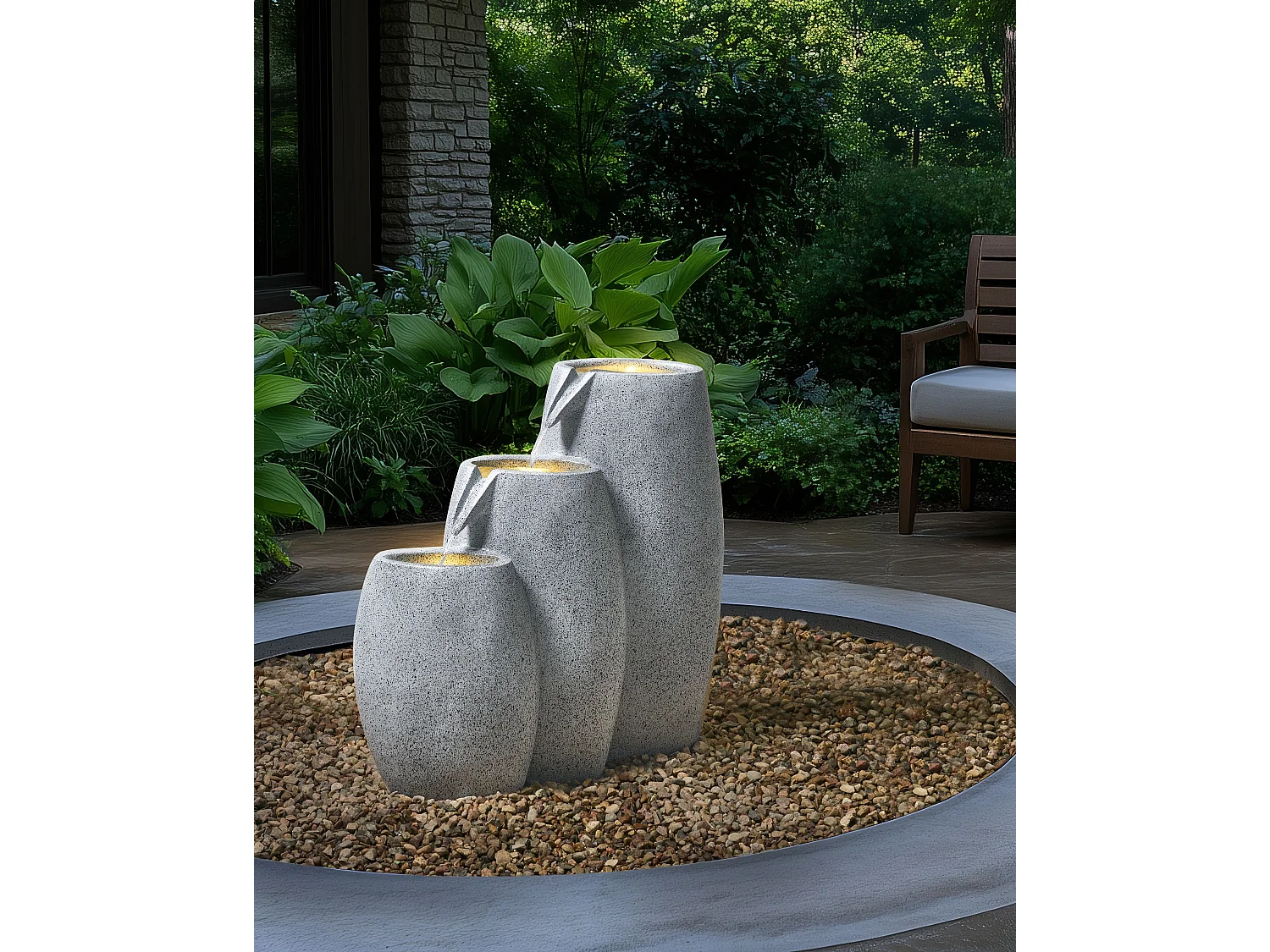 Gartenbrunnen mit LED grau ARKLE