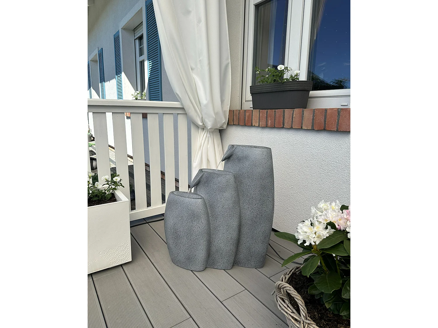 Gartenbrunnen mit LED grau ARKLE