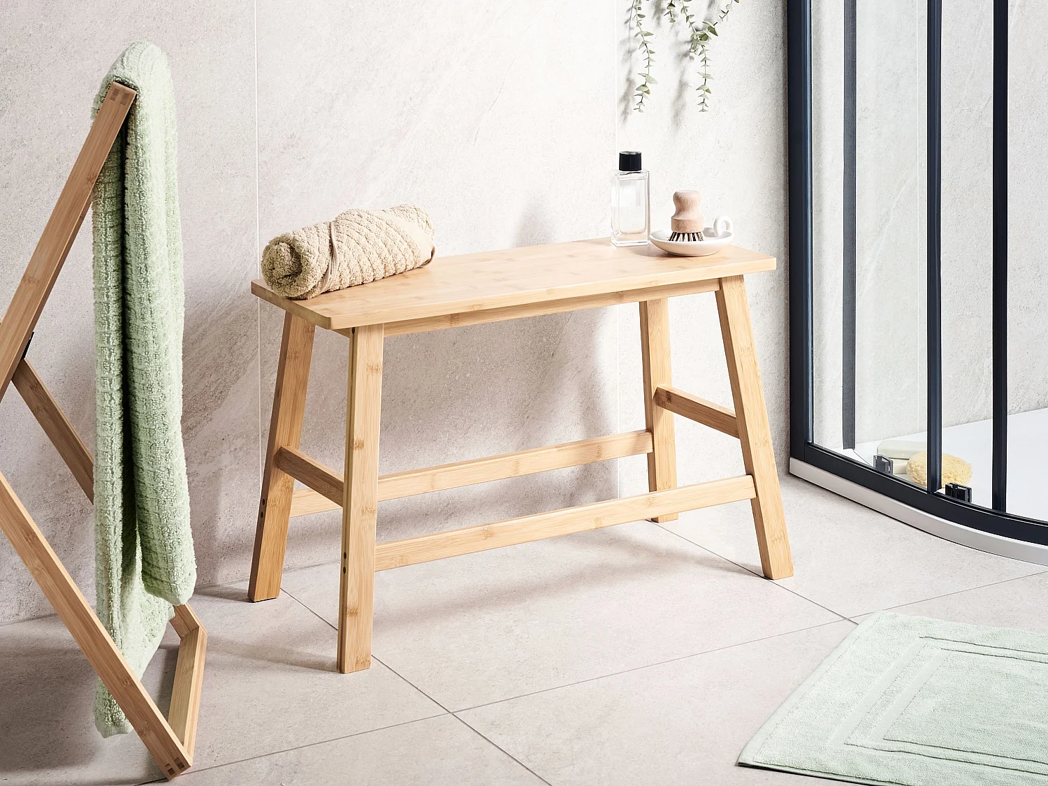 Badezimmerbank Bambus Helles Holz IGUAZU