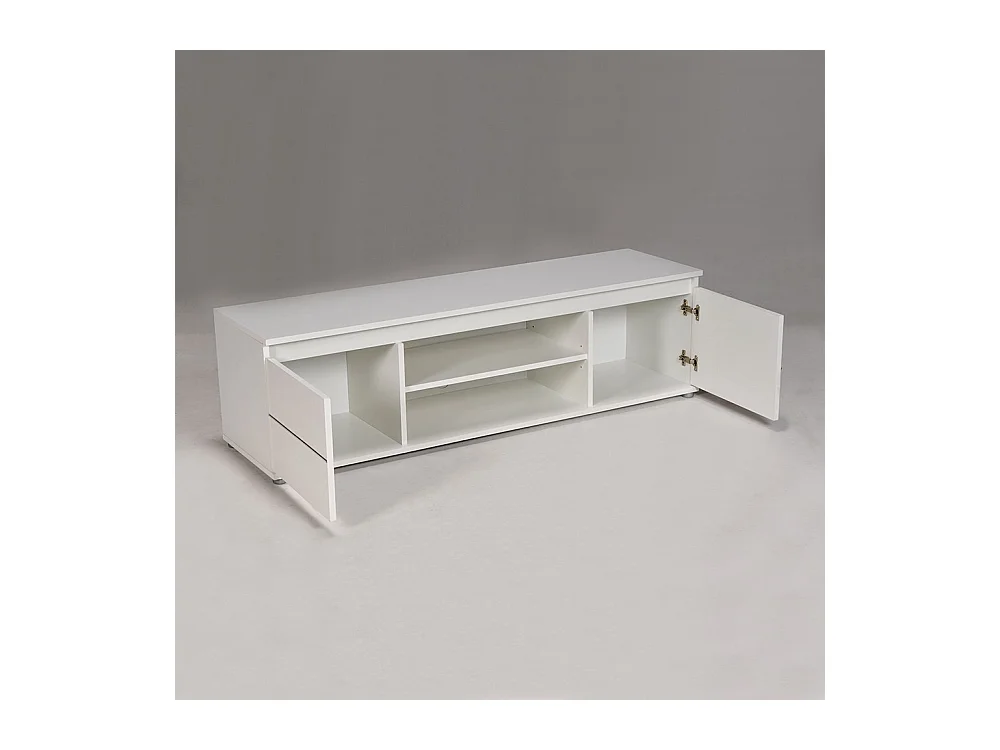 Meuble TV Blanc 140x38x40cm CIMI meuble luxueux meuble tv à poser