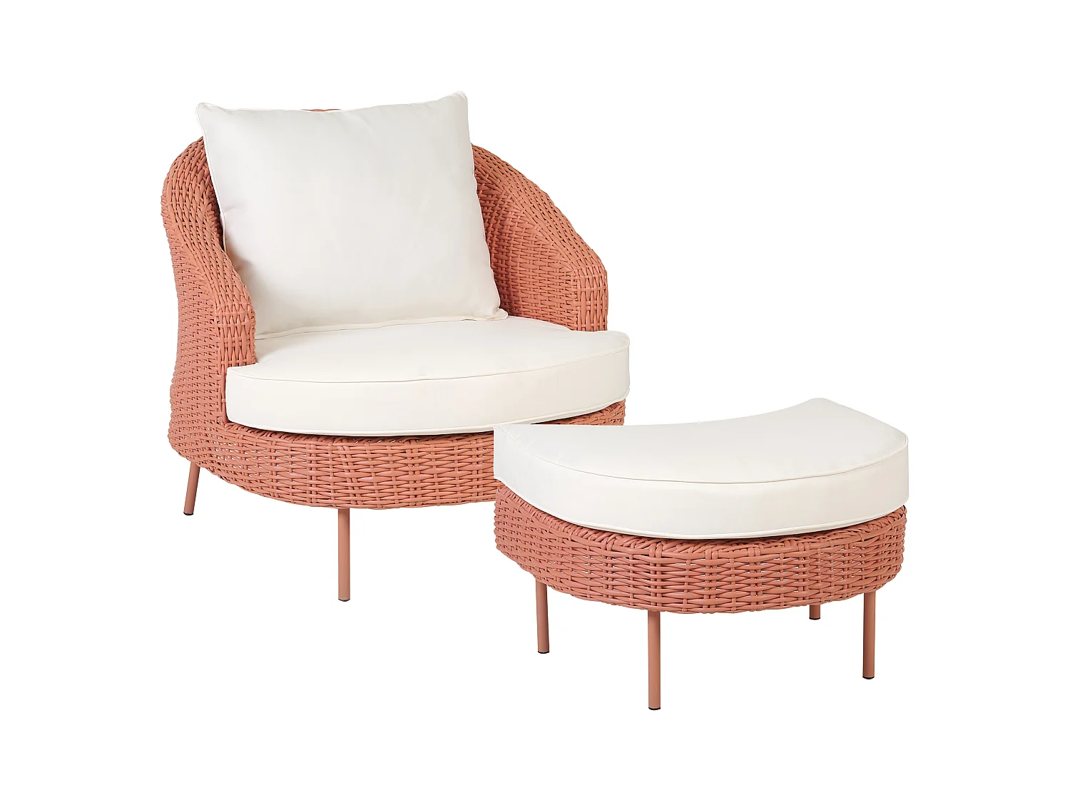 Fauteuil de jardin avec ottoman ARCILLE Rose pêche