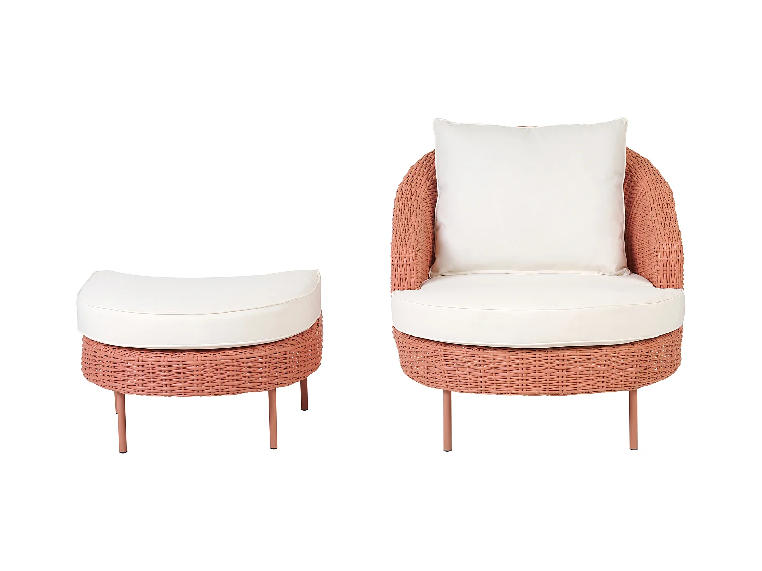 Fauteuil de jardin avec ottoman ARCILLE Rose pêche