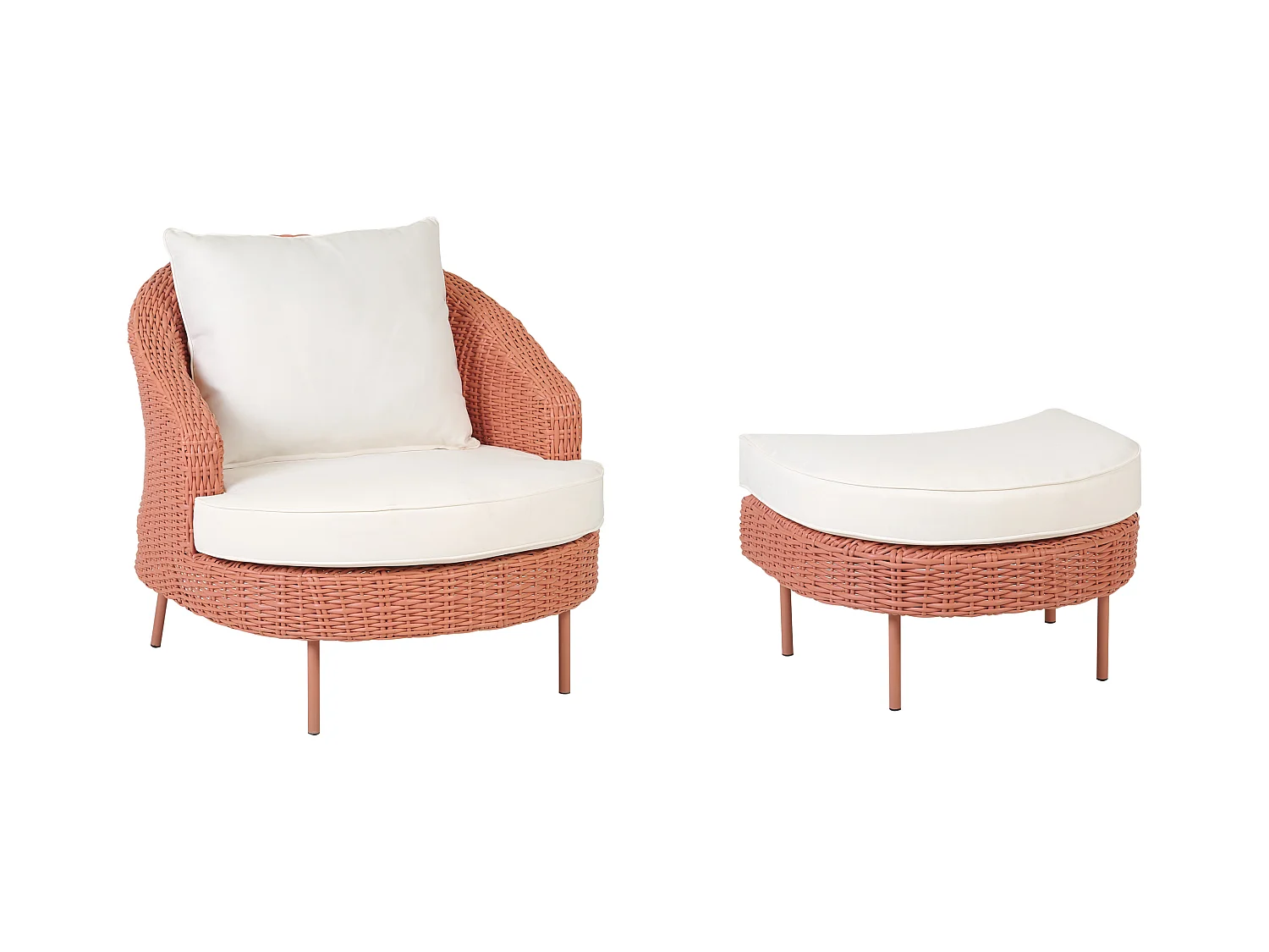 Fauteuil de jardin avec ottoman ARCILLE Rose pêche