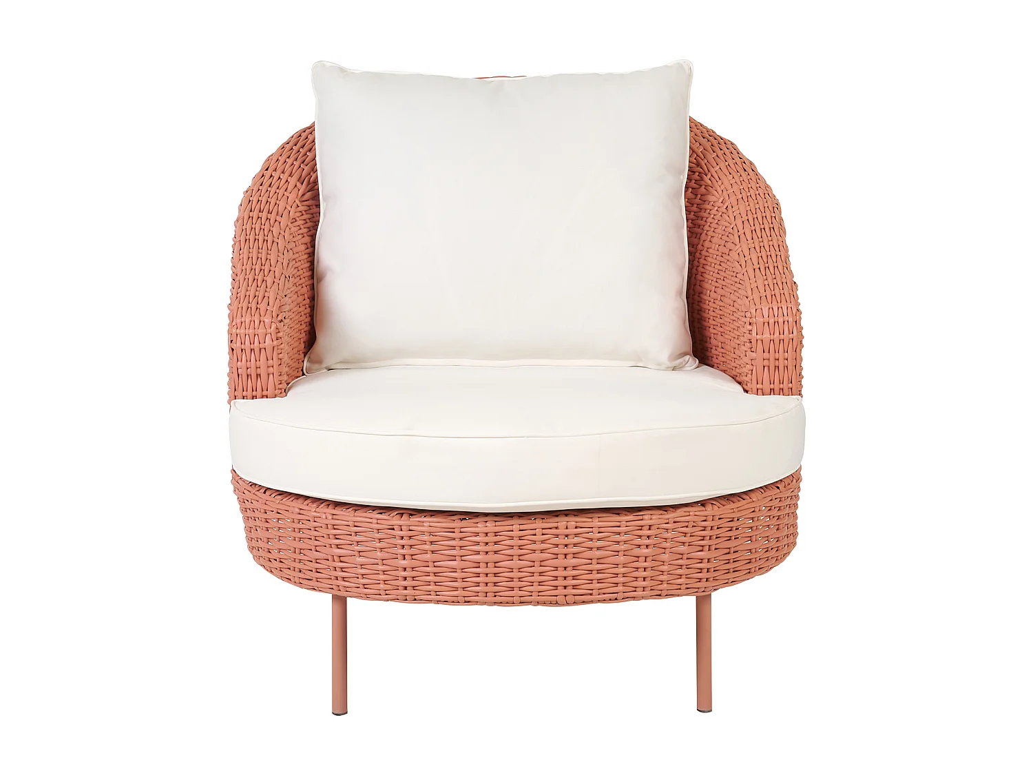 Gartensessel mit Ottomane ARCILLE Polyrattan Pfirsichrosa