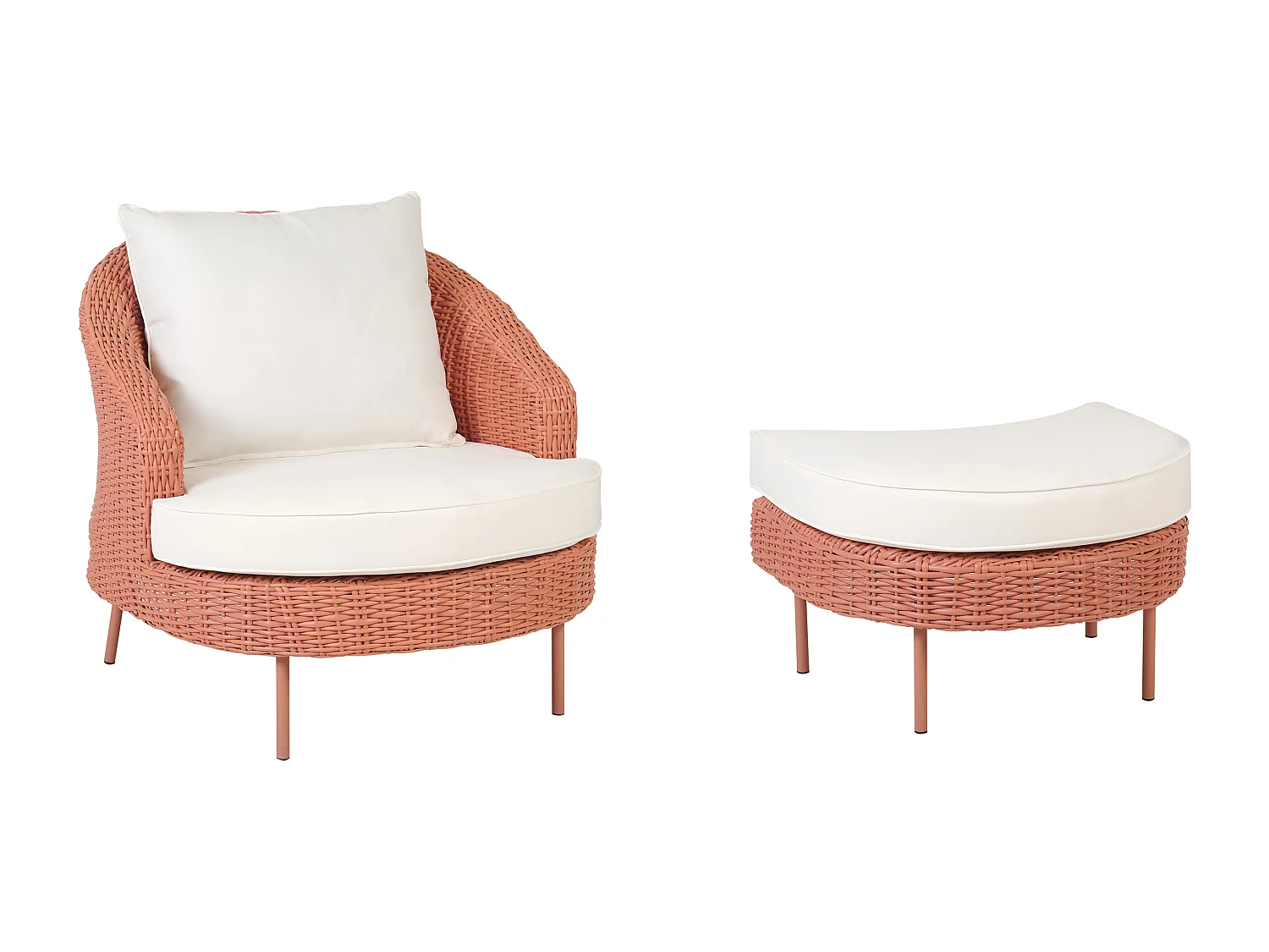 Fauteuil de jardin avec ottoman ARCILLE Rose pêche