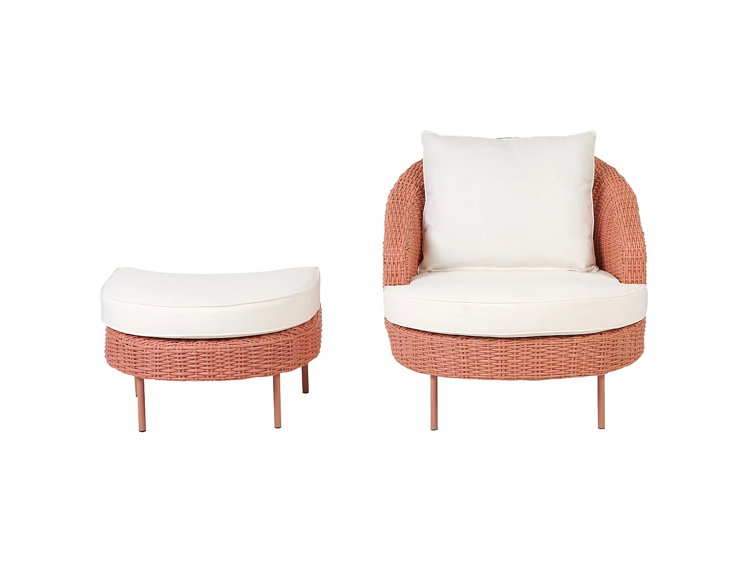 Poltrona da giardino con ottomana ARCILLE Rosa pesca
