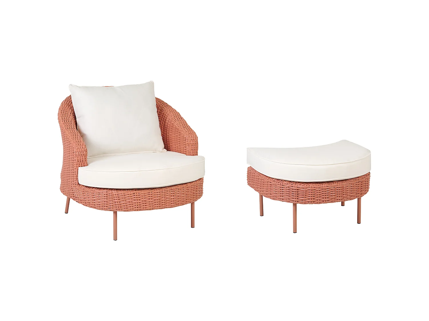 Poltrona da giardino con ottomana ARCILLE Rosa pesca
