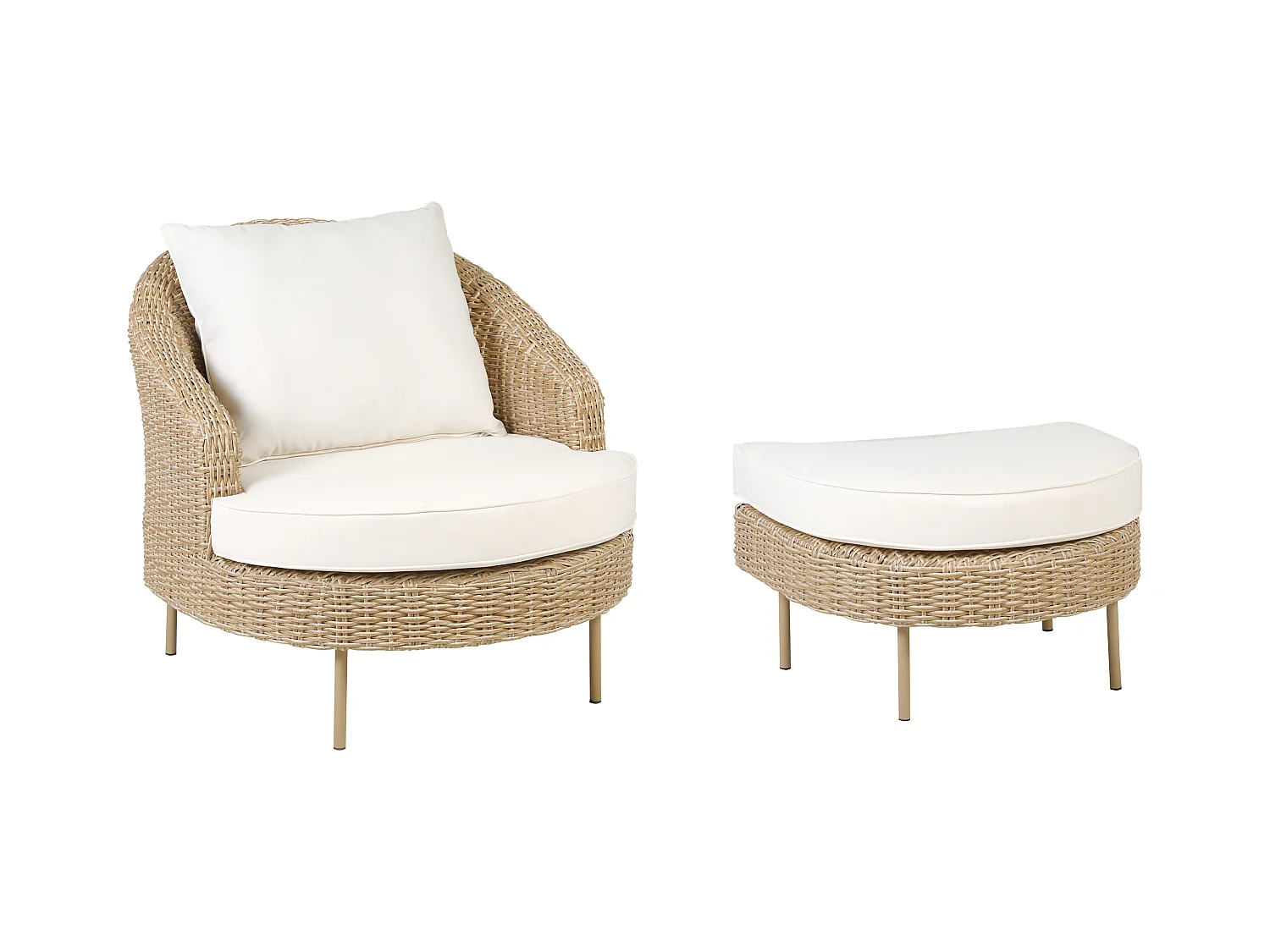 Fotel ogrodowy z otomaną ARCILLE Technorattan Naturalny