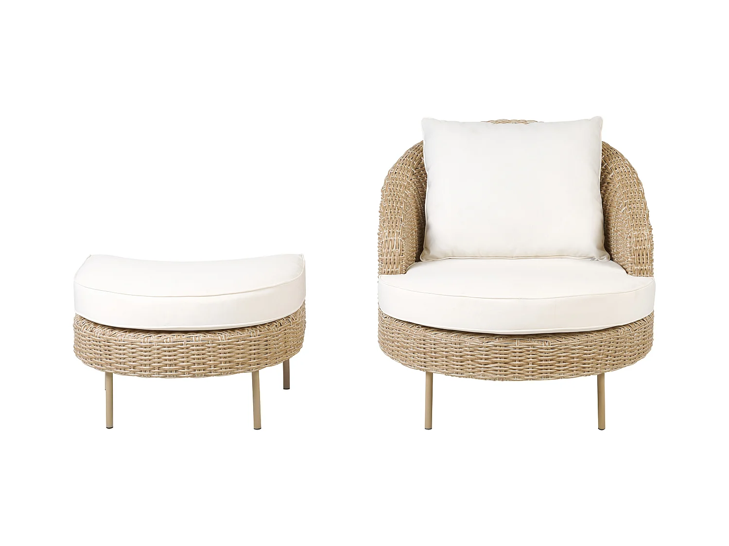 Fotel ogrodowy z otomaną ARCILLE Technorattan Naturalny