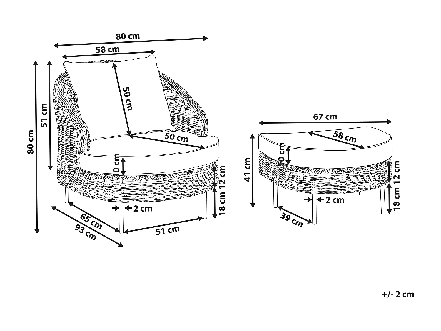 Fauteuil de jardin avec ottoman ARCILLE Naturel