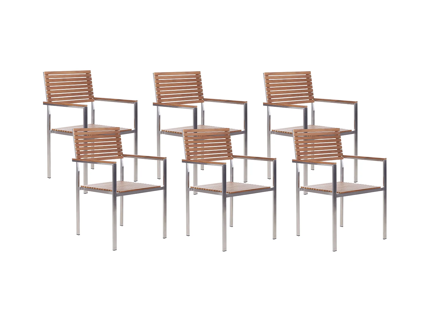 Lot de 6 chaises de jardin VIAREGGIO Teck certifié FSC® Marron