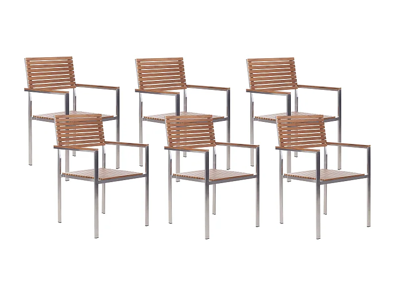 Lot de 6 chaises de jardin VIAREGGIO Teck certifié FSC® Marron