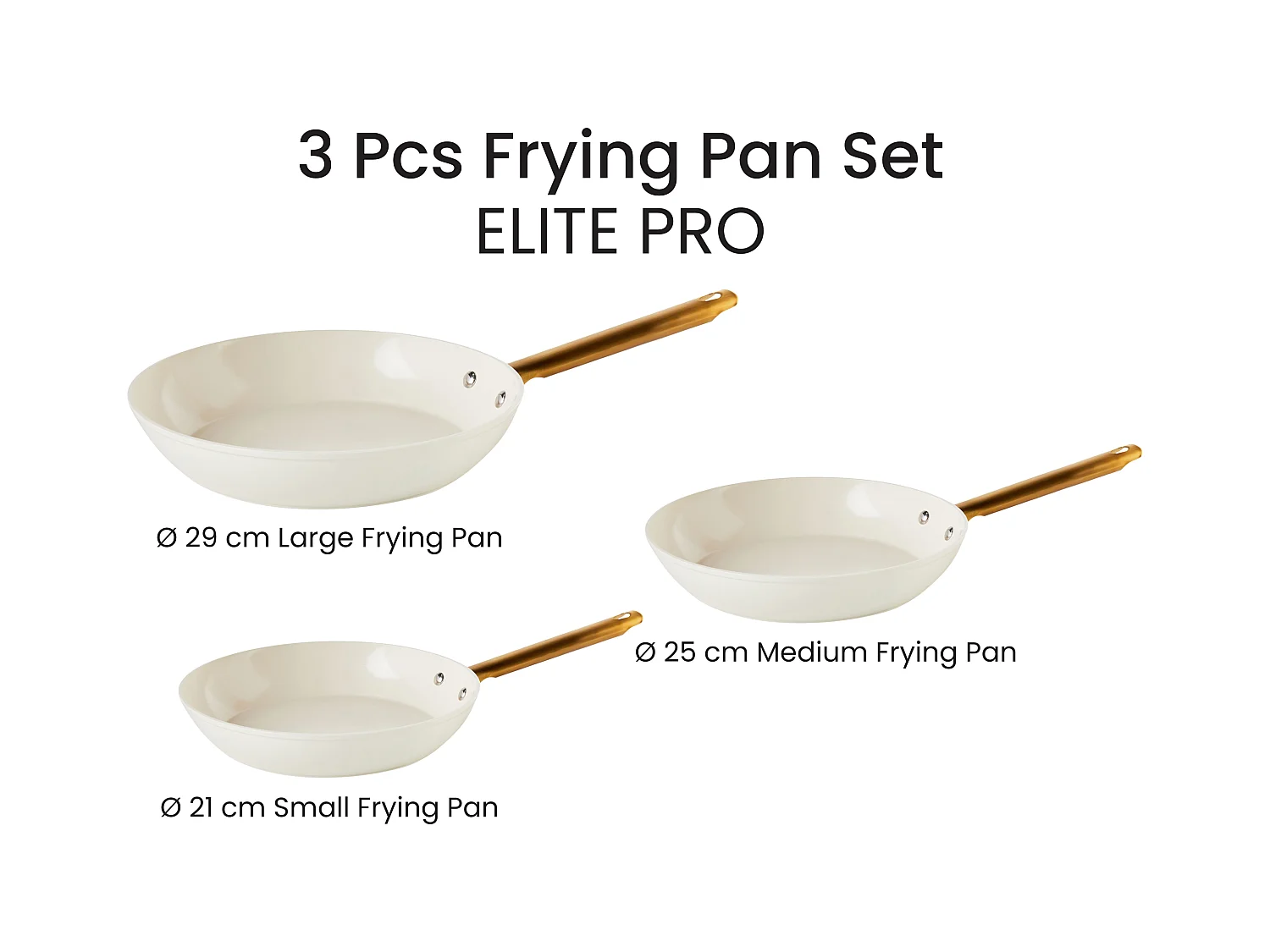 Bratpfannen 3er Set ELITE PRO Cremeweiss