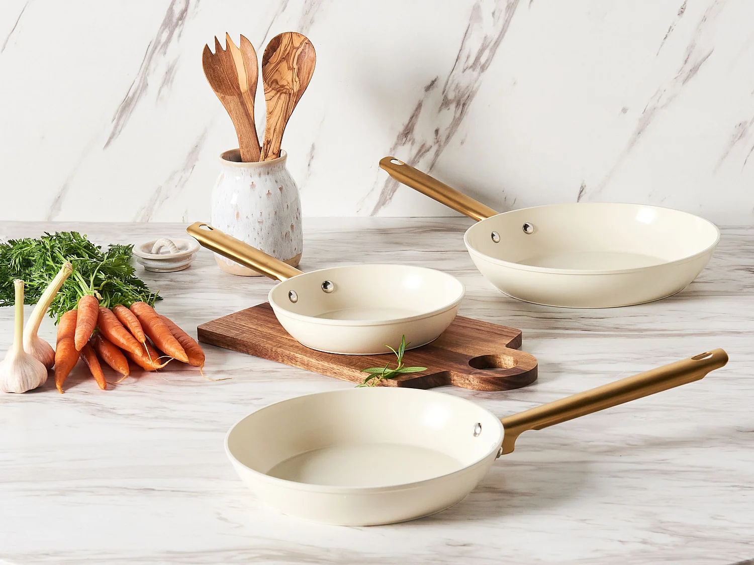 Bratpfannen 3er Set ELITE PRO Cremeweiss