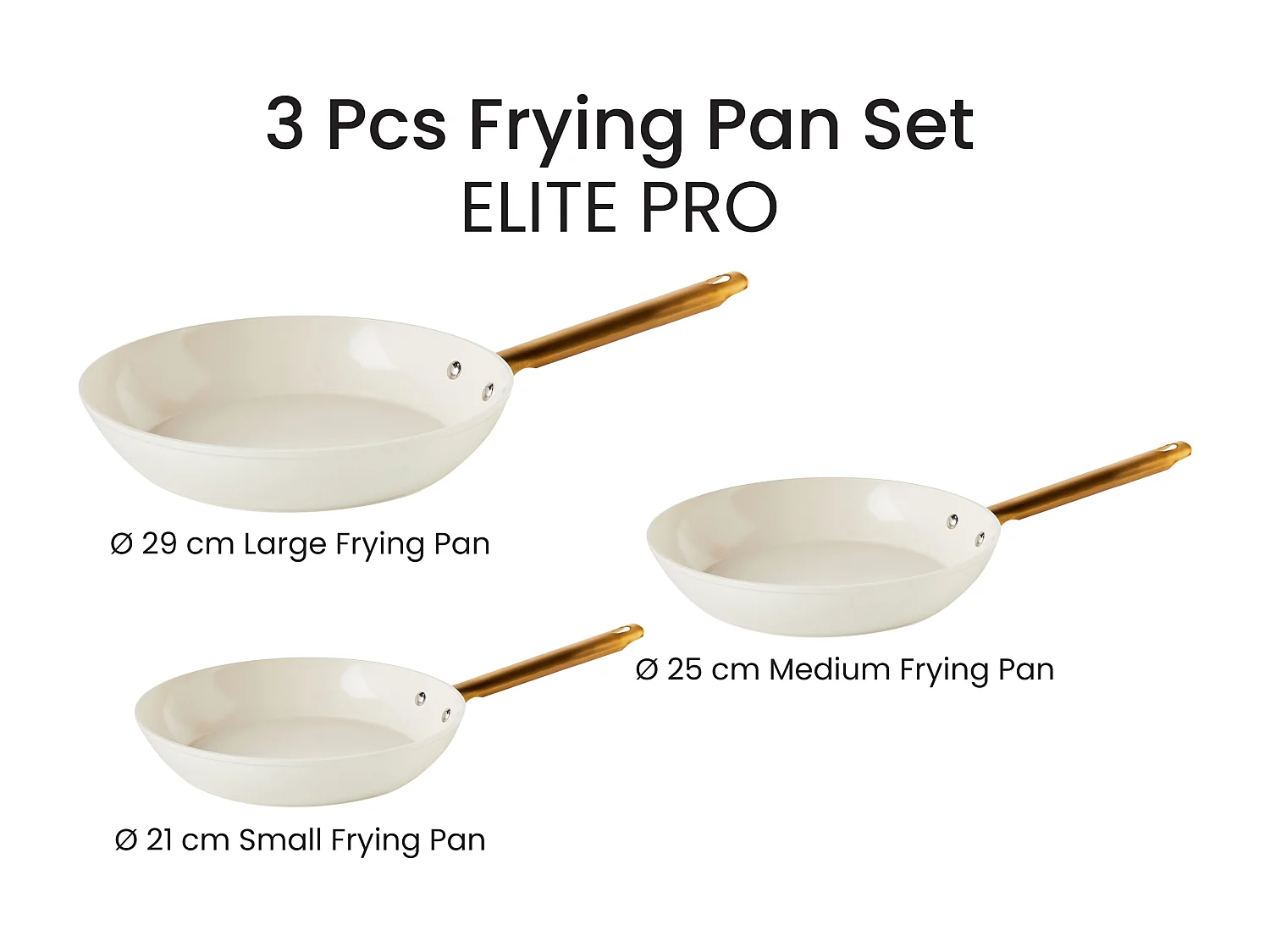 Bratpfannen 3er Set ELITE PRO Cremeweiss