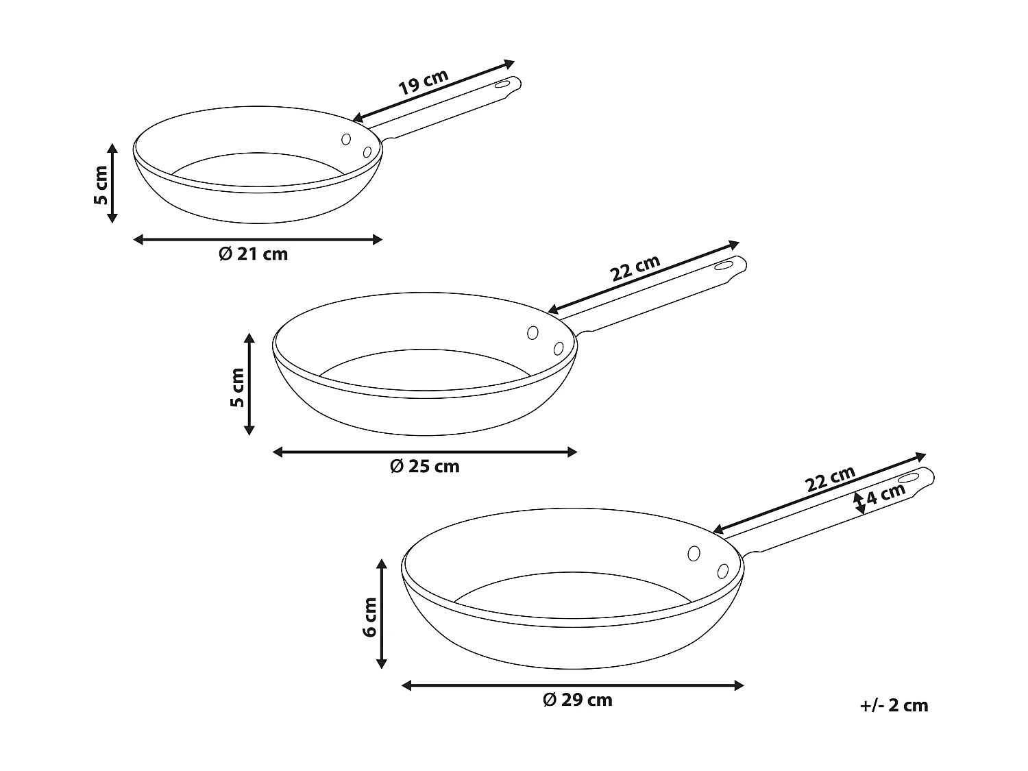 Bratpfannen 3er Set ELITE PRO Cremeweiss