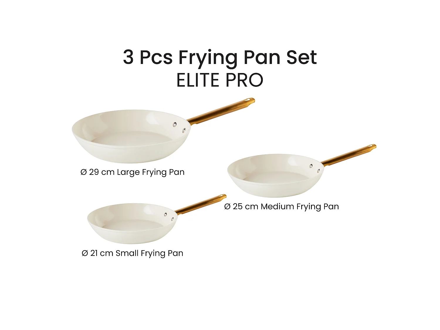 Set of 3 Frying Pans ELITE PRO Off-White