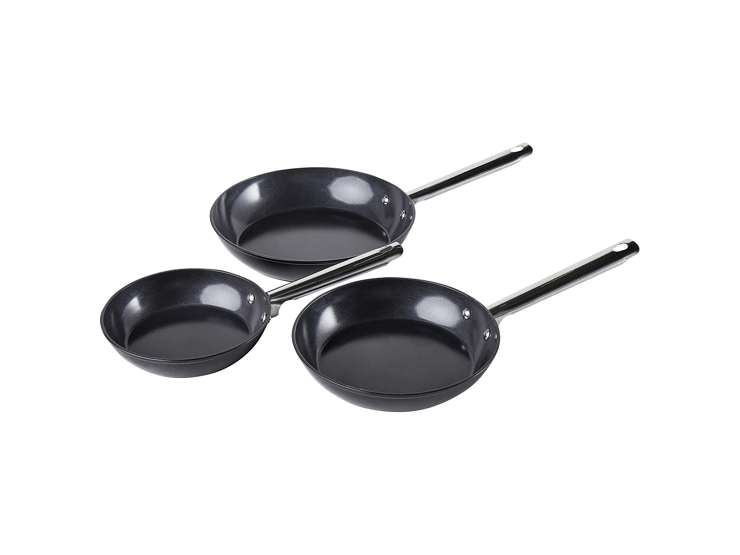 Set of 3 Frying Pans ELITE PRO Black