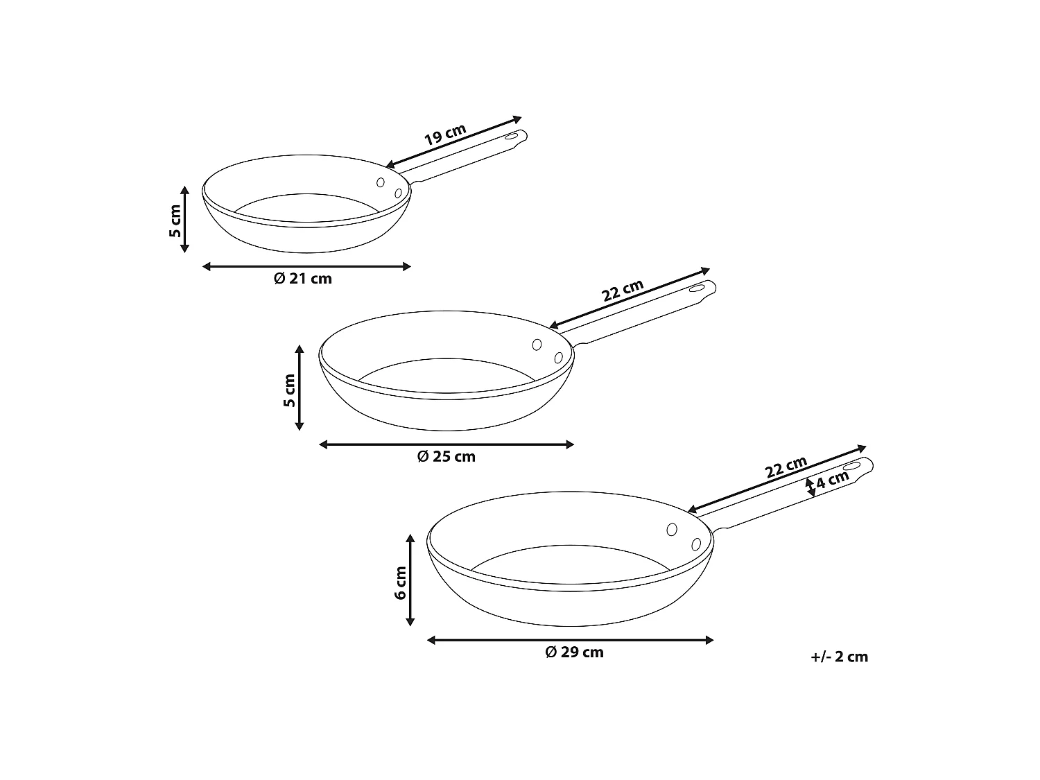 Set of 3 Frying Pans ELITE PRO Black