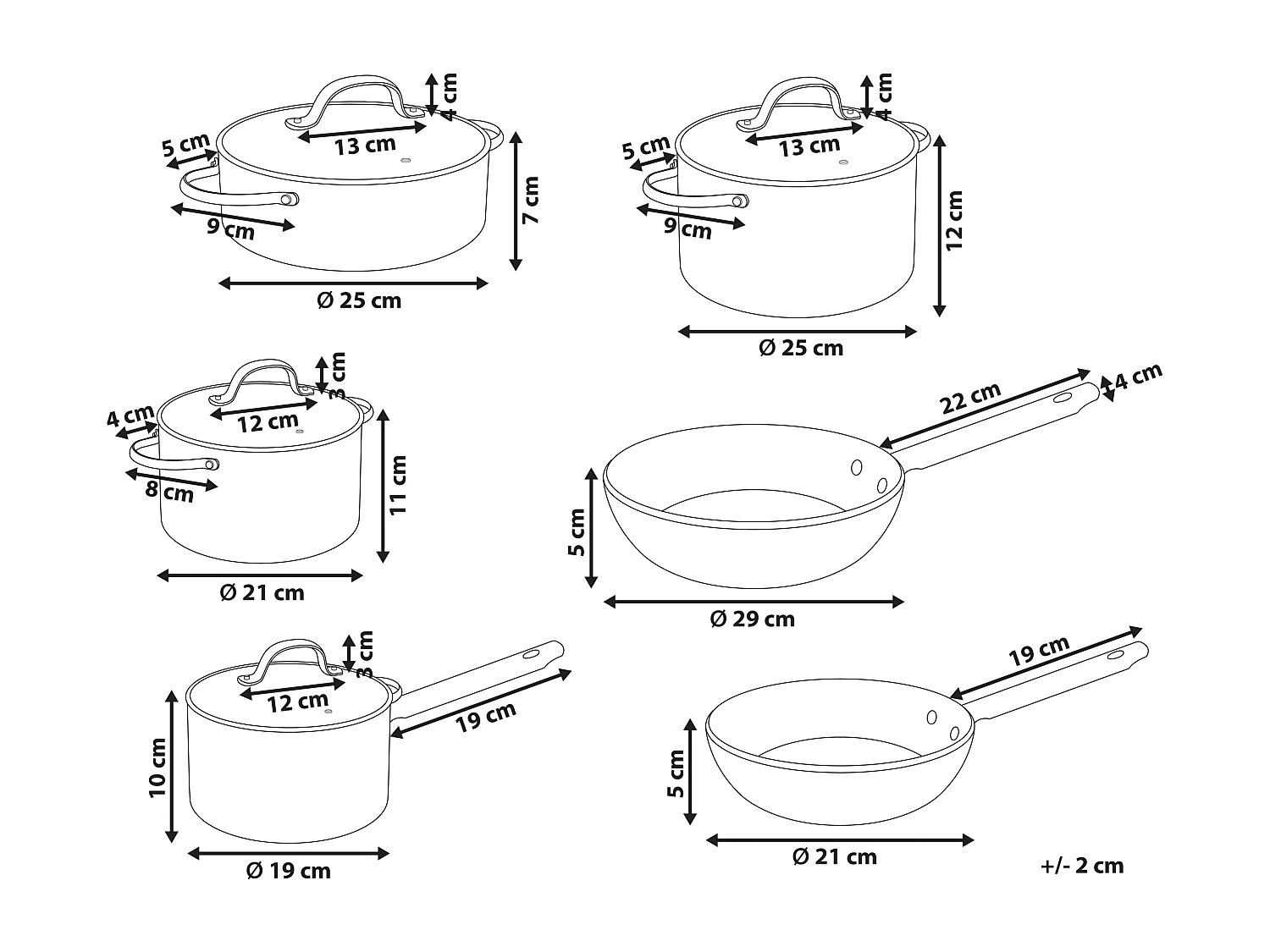 Set di 10 padelle ELITE PRO Nero