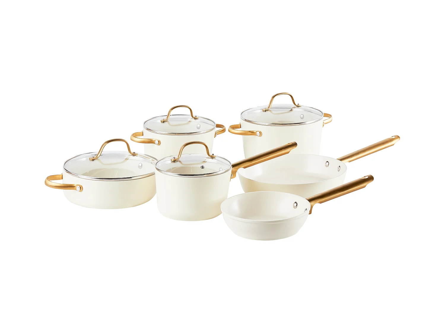 Ensemble de 10 poêles ELITE PRO Blanc cassé
