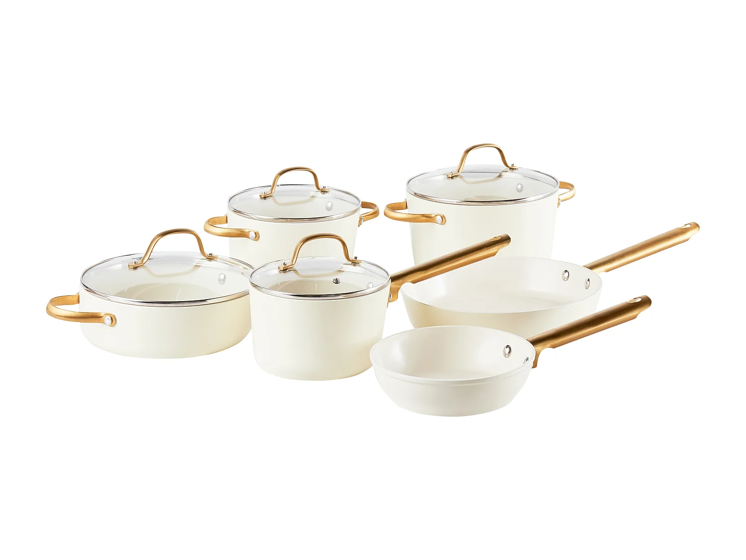 Ensemble de 10 poêles ELITE PRO Blanc cassé