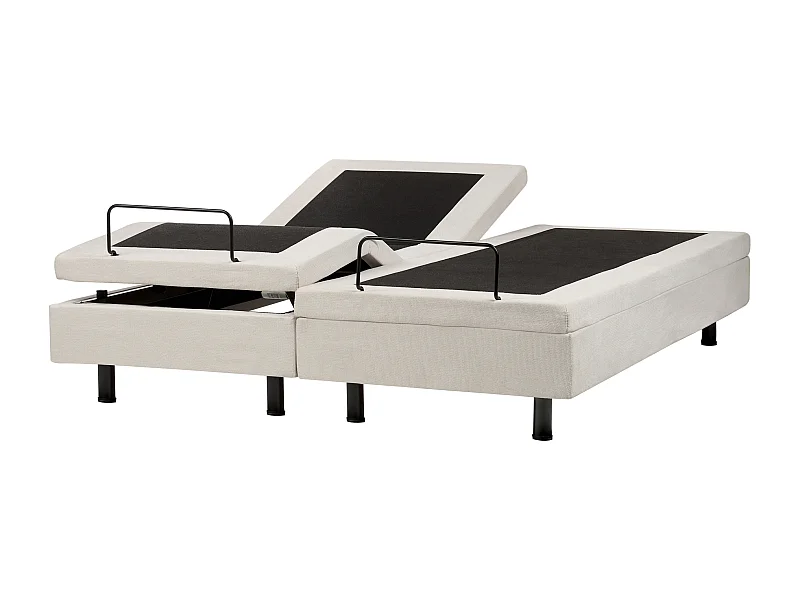 Cama ajustable sin cabecero Tela DUKE II 160 x 200 cm Beige claro