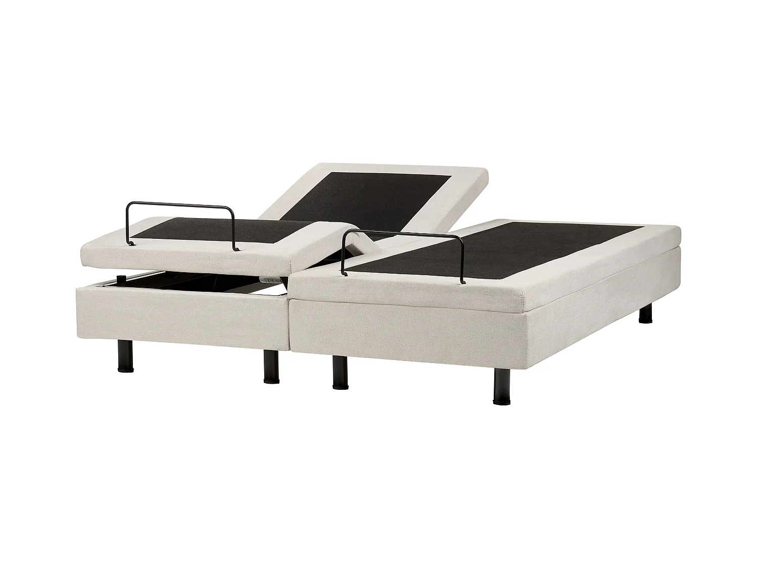 Lit réglable sans tête de lit Tissu DUKE II 160 x 200 cm Beige clair