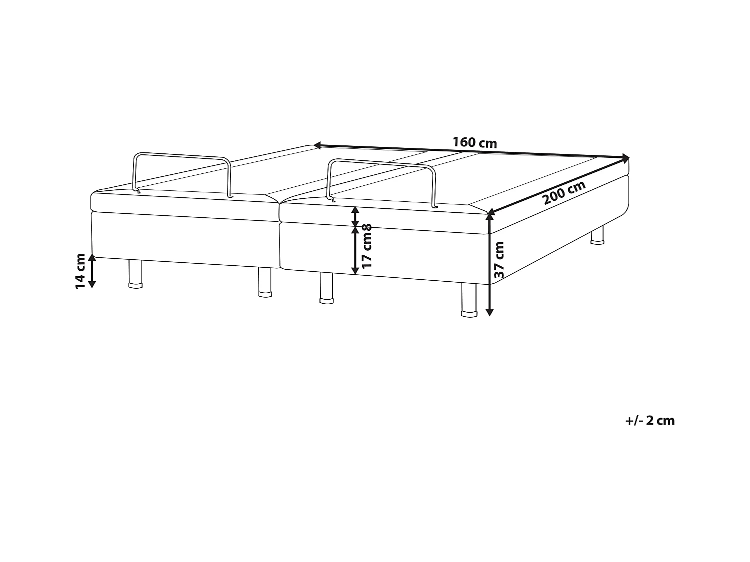 Lit réglable sans tête de lit Tissu DUKE II 160 x 200 cm Beige clair