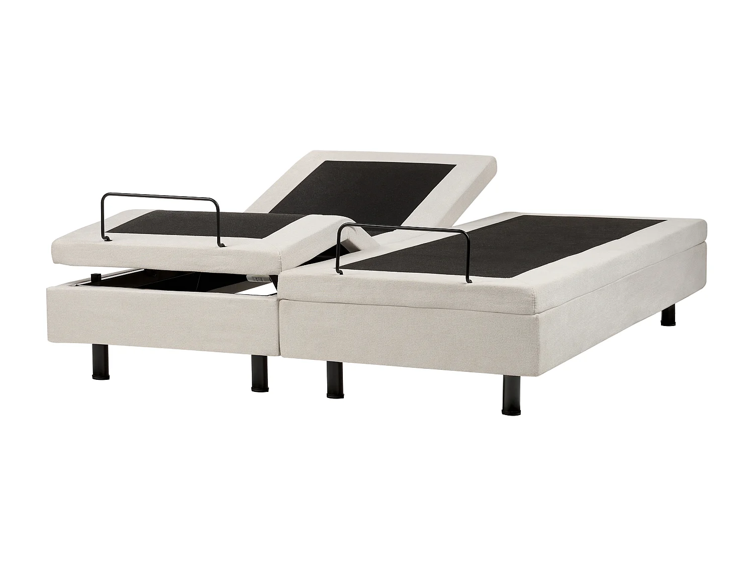 Cama ajustável sem cabeceira Tecido DUKE II 160 x 200 cm Creme claro