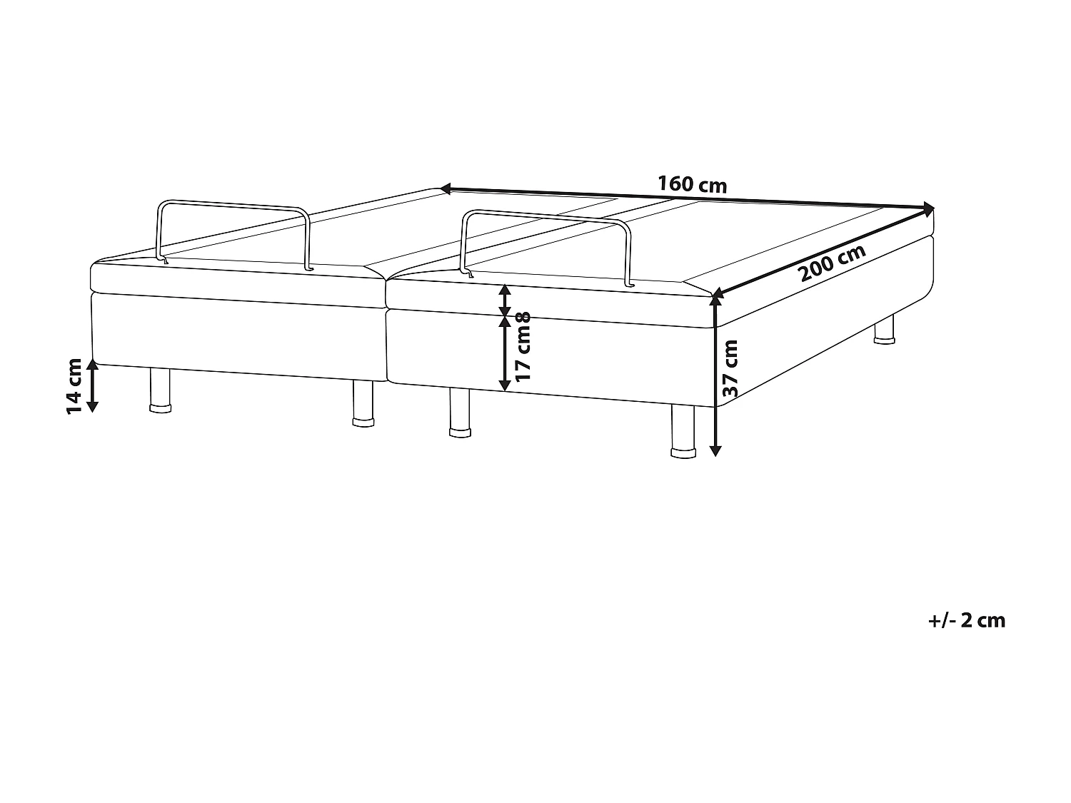 Cama ajustável sem cabeceira Tecido DUKE II 160 x 200 cm Creme claro