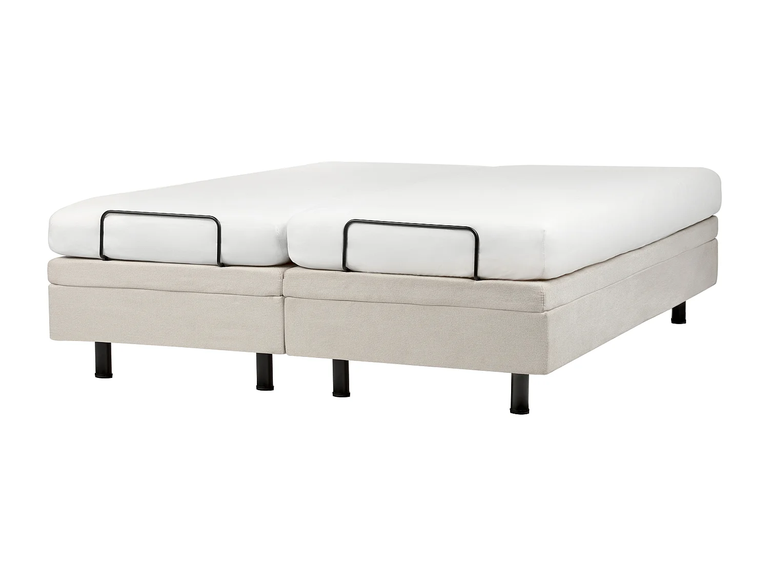 Cama ajustável sem cabeceira Tecido DUKE II 160 x 200 cm Creme claro