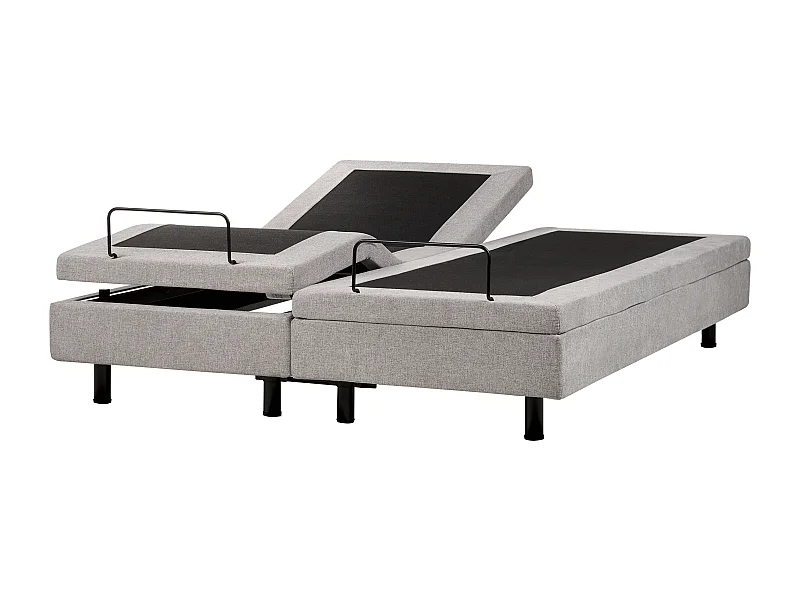 Cama ajustável sem cabeceira Tecido DUKE II 160 x 200 cm Cinzento claro