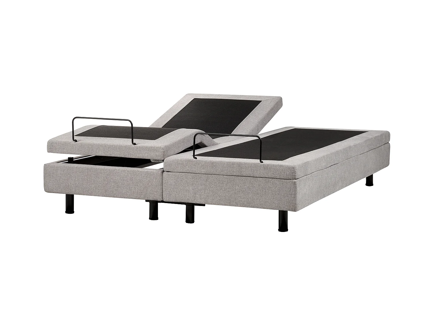 Lit réglable sans tête de lit Tissu DUKE II 160 x 200 cm Gris clair