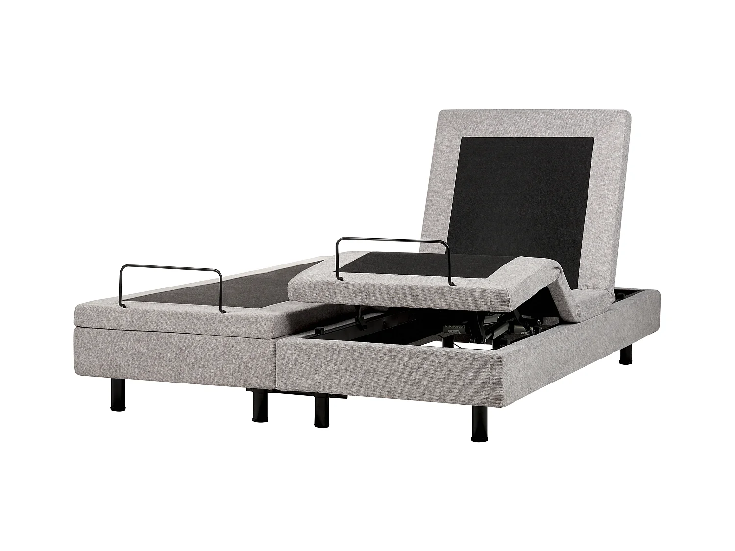 Lit réglable sans tête de lit Tissu DUKE II 160 x 200 cm Gris clair