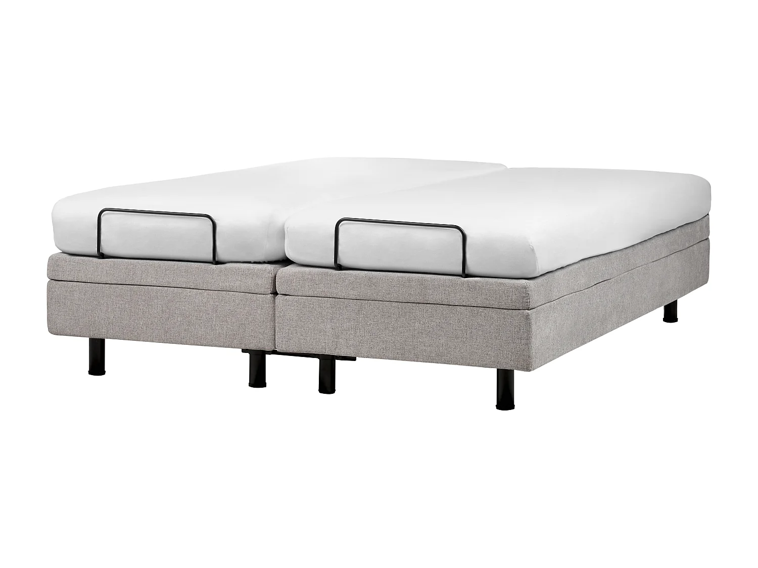 Lit réglable sans tête de lit Tissu DUKE II 160 x 200 cm Gris clair