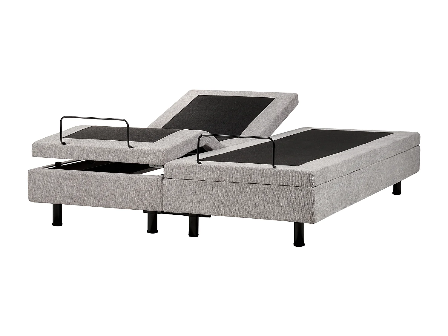 Lit réglable sans tête de lit Tissu DUKE II 160 x 200 cm Gris clair