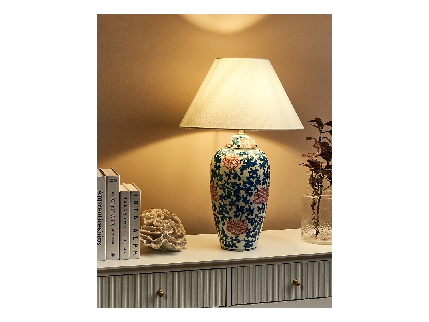 Tischleuchte VERUSA Porzellan Weiss / Blau