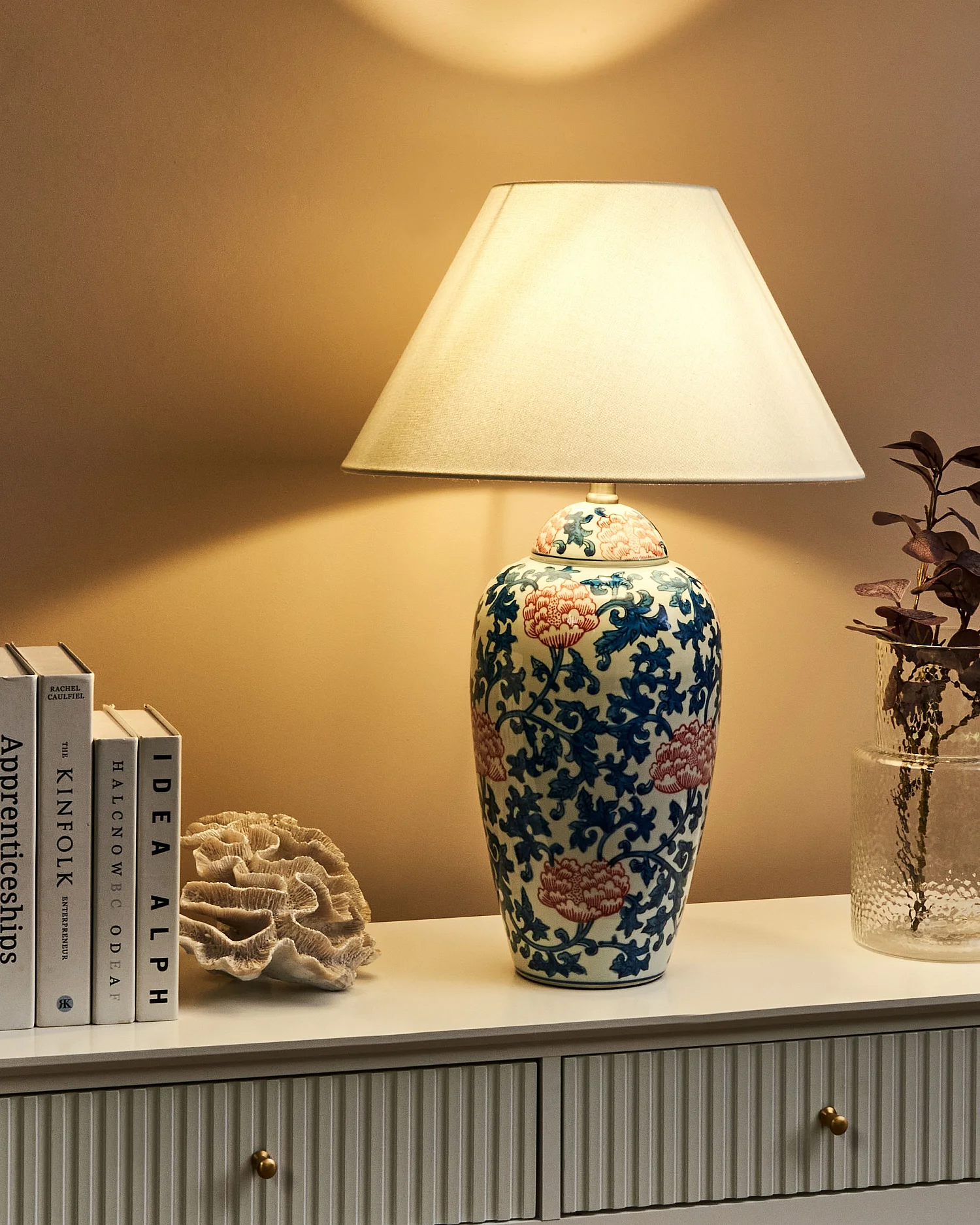 Lampada da tavolo VERUSA Porcellana Bianco/ Blu