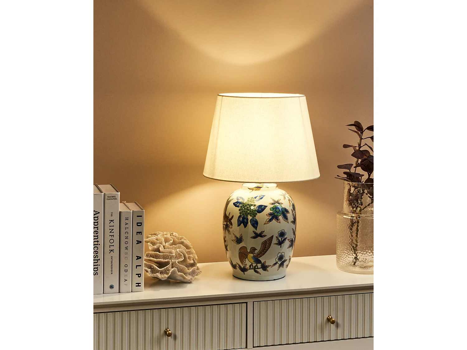 Lampada da tavolo SUNJA Porcellana Bianco/ Blu