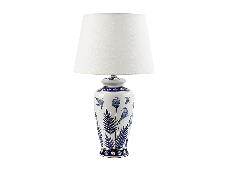 Lampa stołowa BIJELA Porcelana Biały/ niebieski