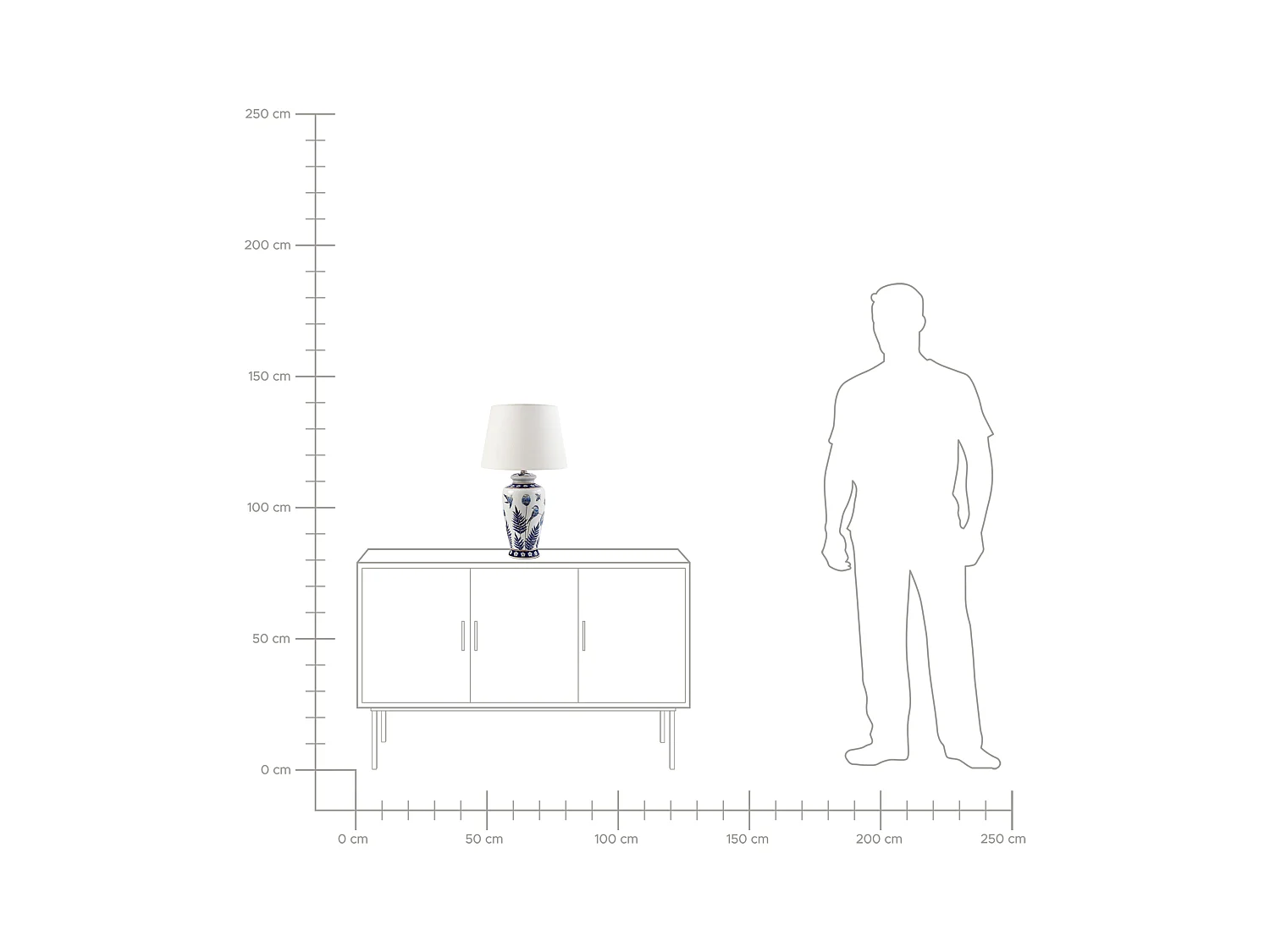 Tischleuchte BIJELA Porzellan Weiss / Blau