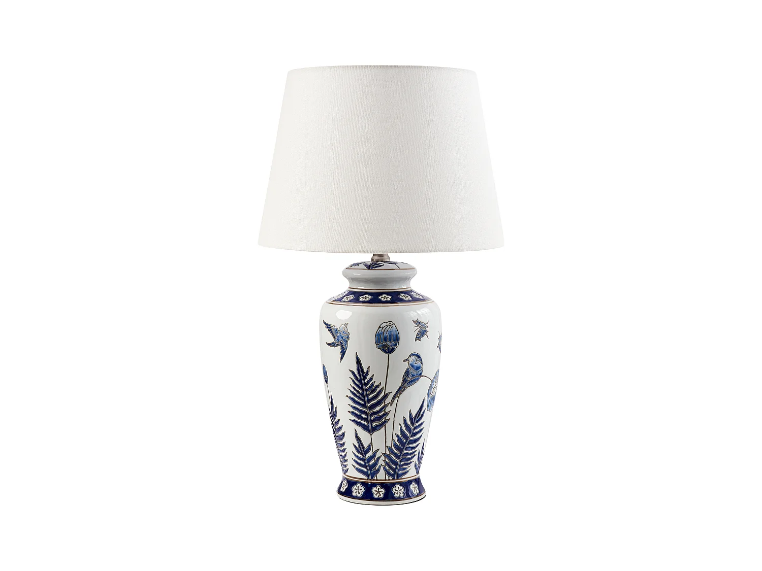 Lampe à poser BIJELA Porcelaine Blanc/bleu