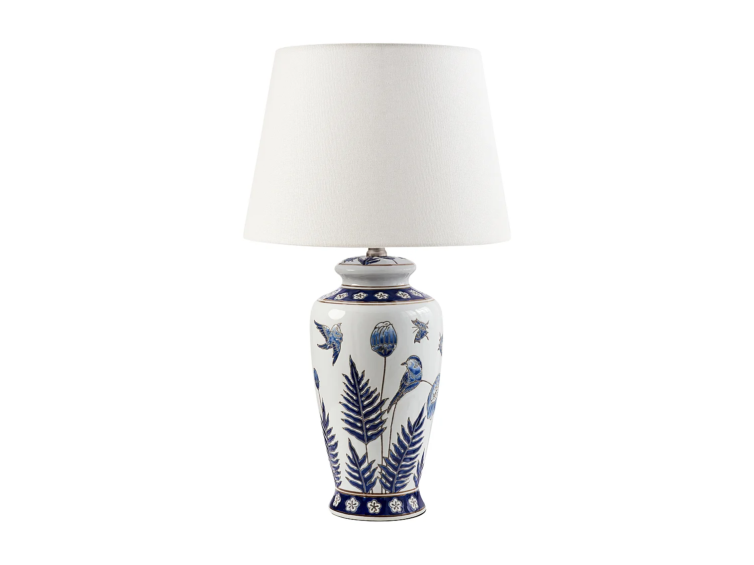 Lampe à poser BIJELA Porcelaine Blanc/bleu