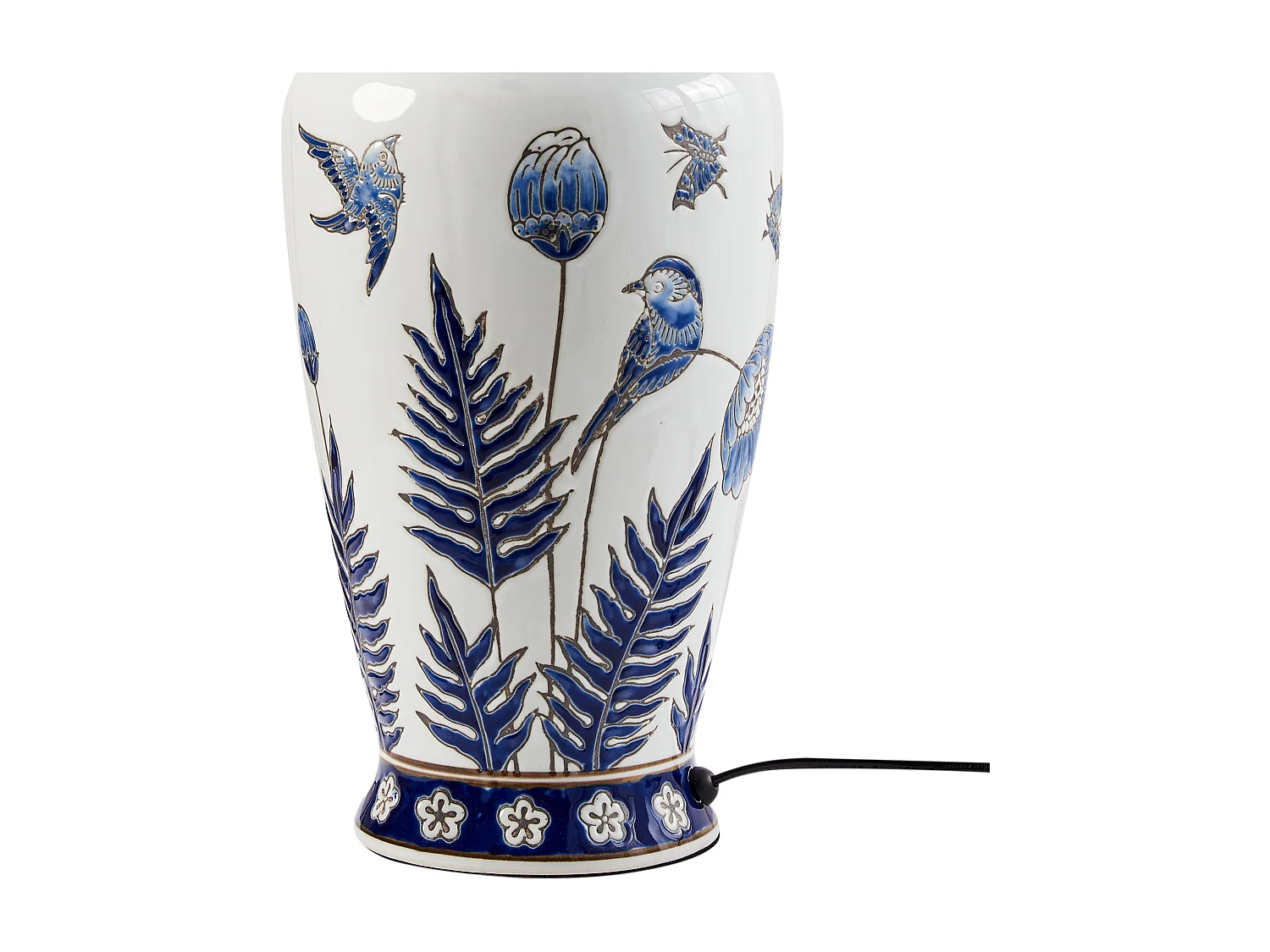 Lampe à poser BIJELA Porcelaine Blanc/bleu