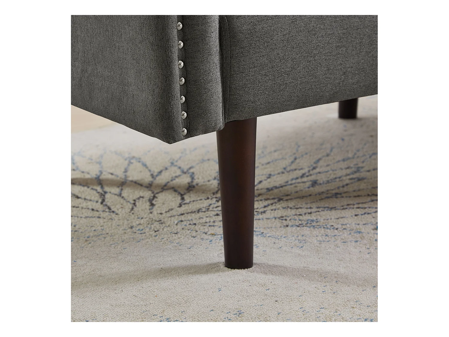 Canapé Convertible 2 Places en coton et Lin gris avec Dossier Double Réglable et Pieds en Bois - 176x72x72cm