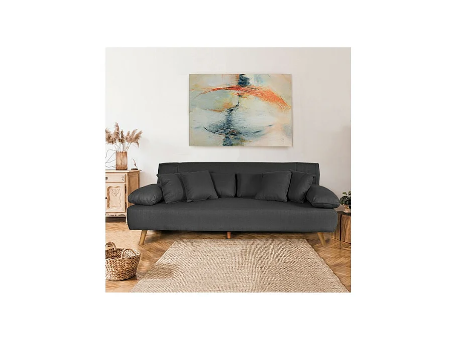 Canapé convertible 3 places gris 207x80x79cm TRAI